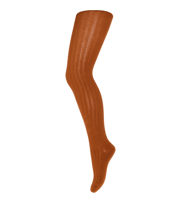 Rust Cotton Rib Tights by mp Denmark - Niddle Noddle