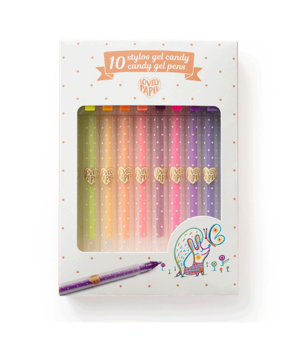 10 Candy Gel Pens by Djeco Lovely Paper
