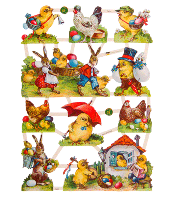 Sheet of Easter Scraps with Chicks and Bunnies - Niddle Noddle