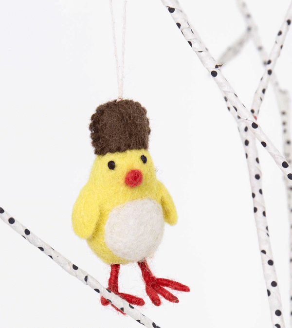 Hanging Felt Chicken with Hat by AfroArt - Niddle Noddle
