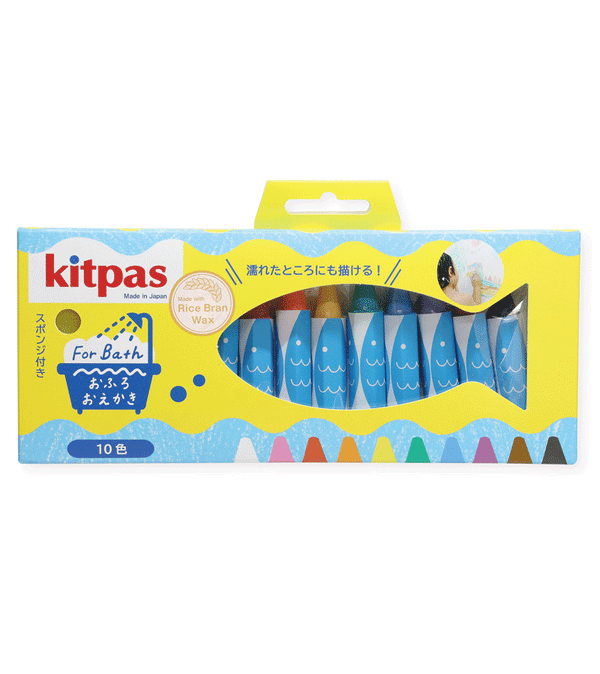 Set of 10 Colour Rice Wax Bath Crayons by Kitpas - Niddle Noddle