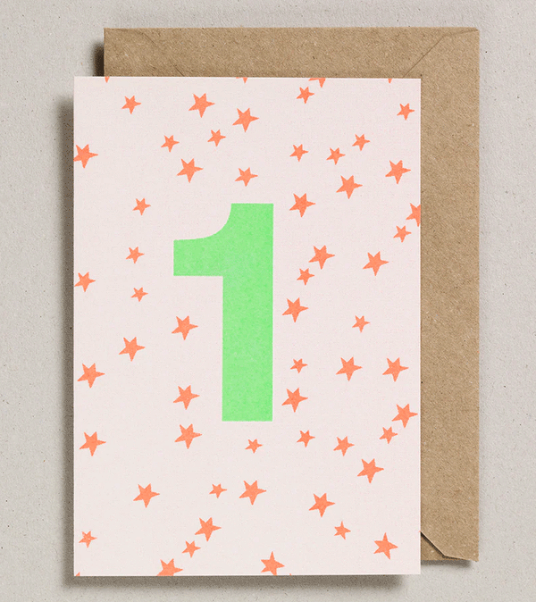 Age 1 Riso Number Card by Petra Boase