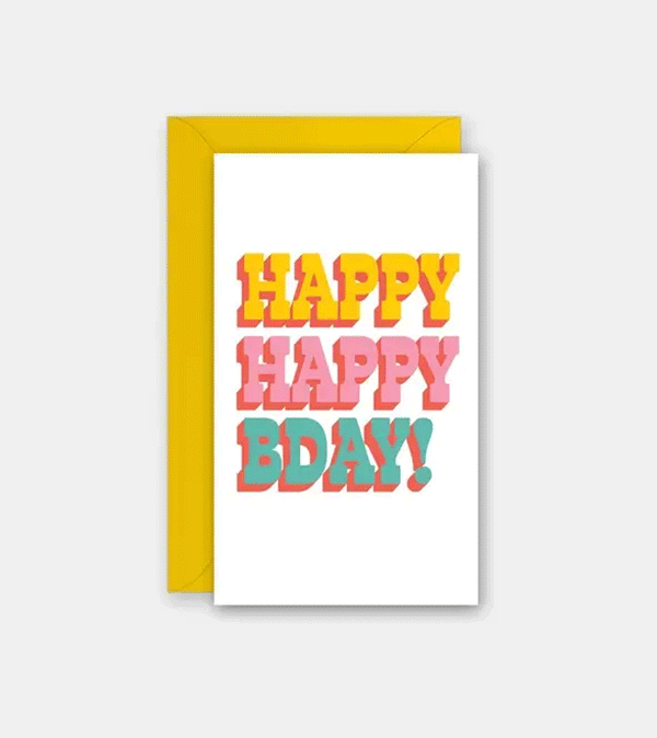 Happy Happy BDay Mini Card - Niddle Noddle