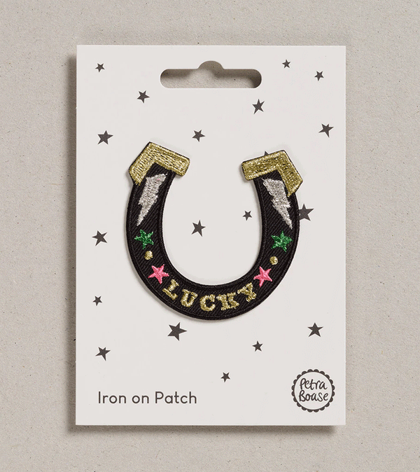 Lucky Horse Shoe Iron on Patch by Petra Boase