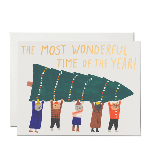 The Wonderful Time Cat Christmas Card by Red Cap Cards - Niddle Noddle
