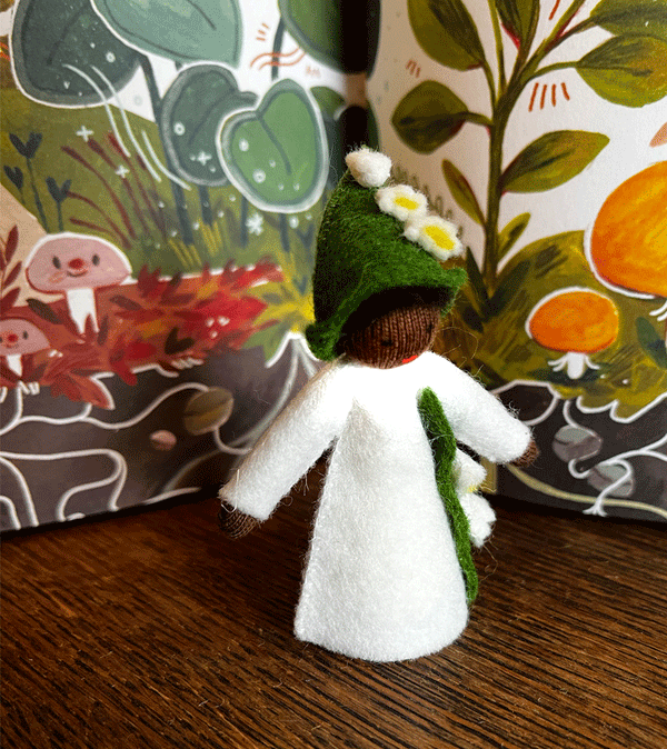 Standing Black Lily of the Valley Waldorf Large Felt Flower Fairy