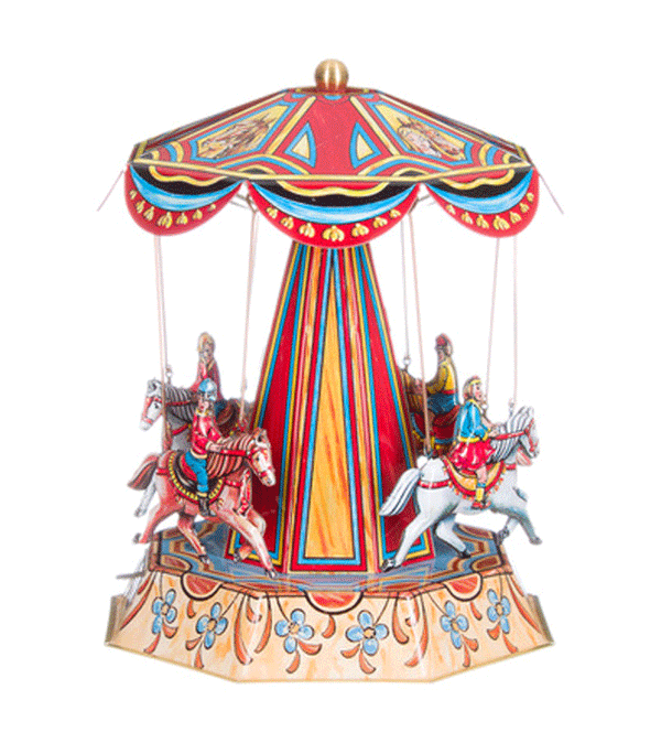 Large Classic Tin Carousel with Horses - Niddle Noddle