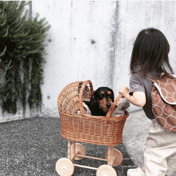 Wicker Dolls Pram Niddle Noddle