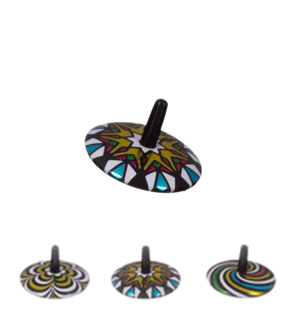 Black with Pattern Tin Spinning Top