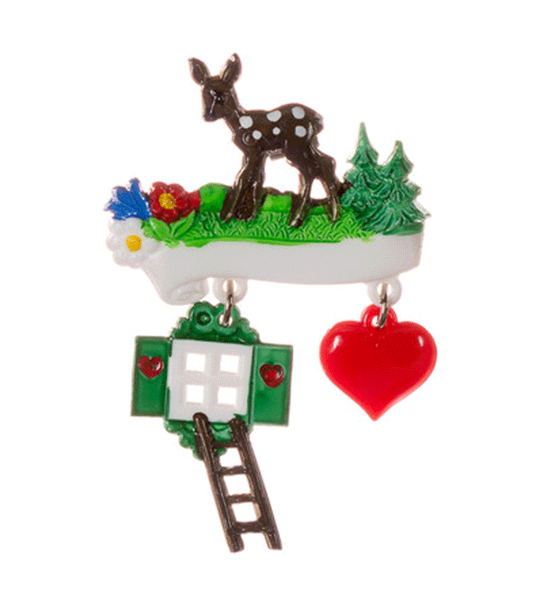 Fairytale Brooch - Deer and Heart Charm - Niddle Noddle