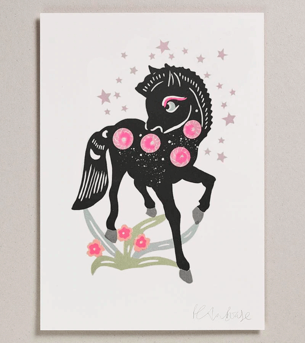 A4 Pony Risograph Print by Petra Boas