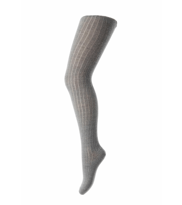 Grey Melange Cotton Rib Tights by mp Denmark