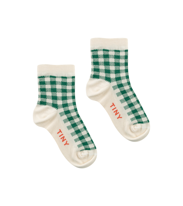 Kids Green Check Socks by Tinycottons - Niddle Noddle