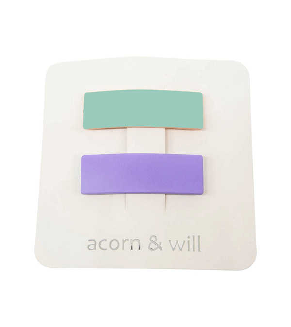 Mauve and Pale Blue Suede Effect Hair Clip Set by Acorn & Will