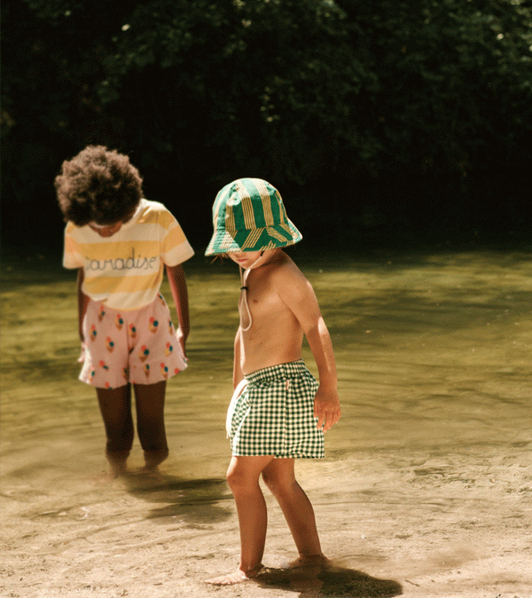 Green Check Swimming Shorts by Tinycottons