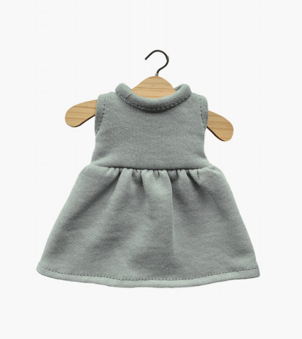 Cotton Tea Vert Faustine Dress for Amigas Girl Doll - Niddle Noddle