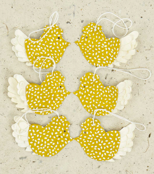 Set of 6 Hanging Paper Song Birds by AfroArt - Niddle Noddle