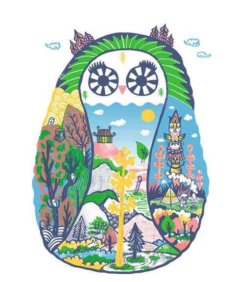 Forest in the Owl - A3 digital print by Bel's art