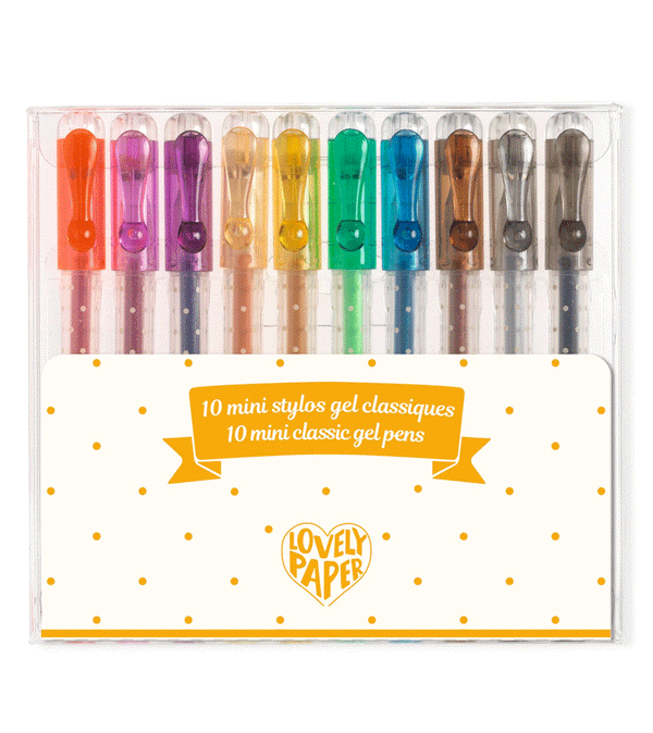 Set of 10 Mini Classic Gel Pens Lovely Paper by Djeco - Niddle Noddle