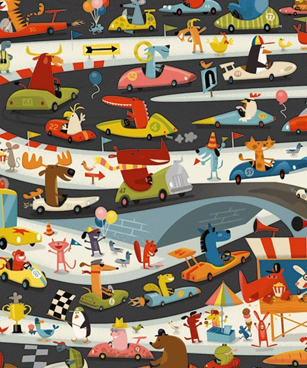 54 pcs Car Rally Observation Puzzle by Djeco - Niddle Noddle