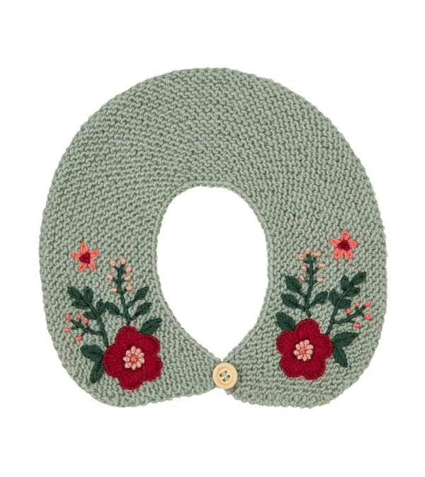 Green Embroidered Handknitted Collar by RKO