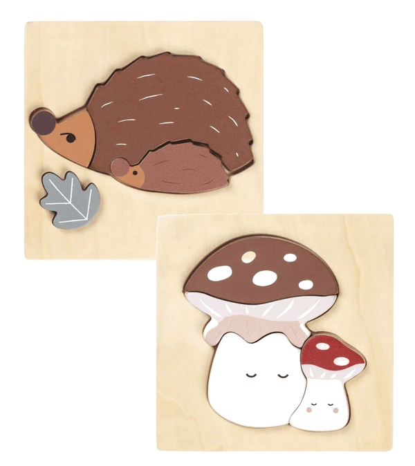 Wooden Mushroom & Hedgehog Puzzle by Fabelab