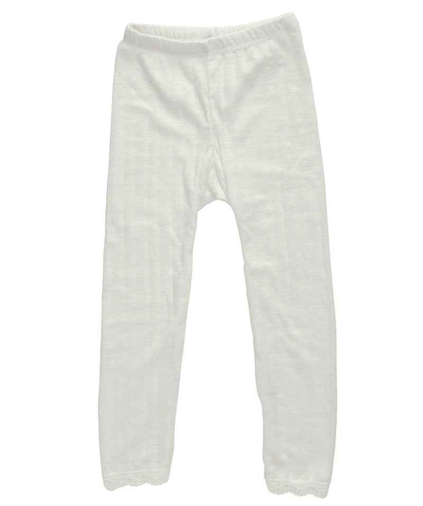 Pointelle Creme Wool and Silk Leggings