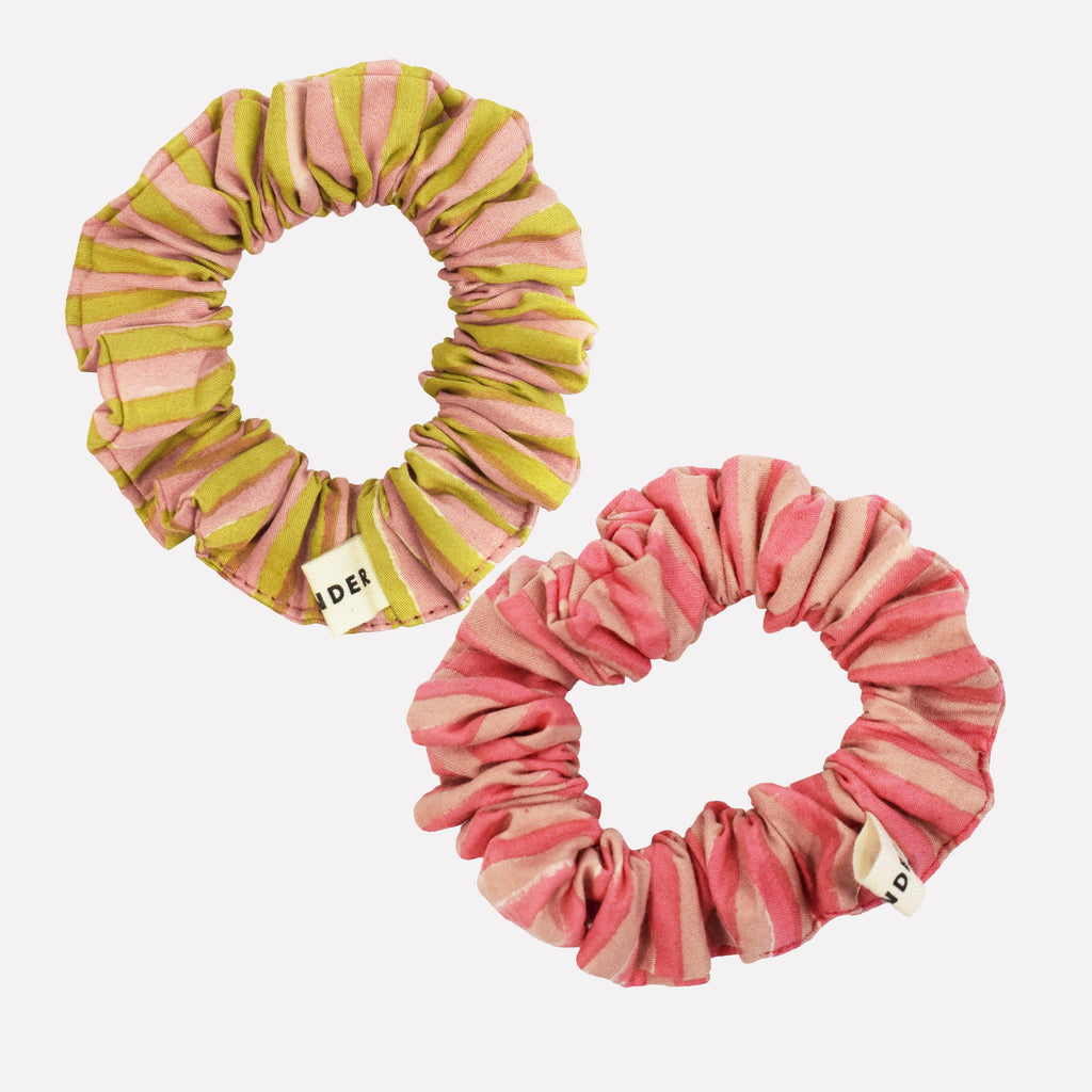 Pink Mix Cotton Mini Scrunchie Duo by Yonder