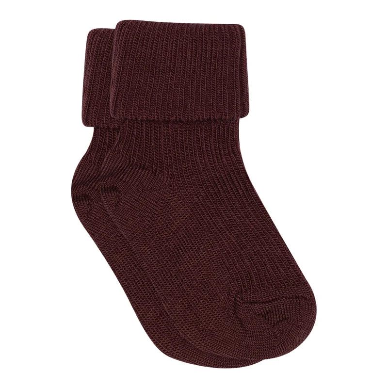 Wine Red Wool Rib Socks by mp Denmark