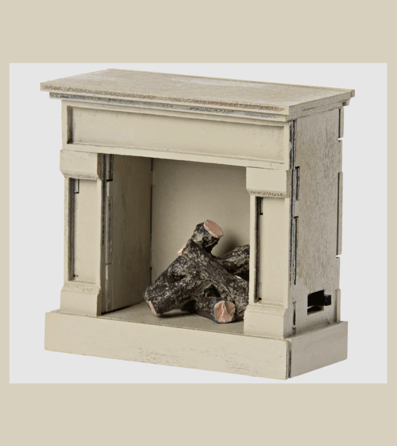 Off White Fireplace Mouse Furniture by maileg