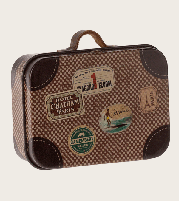 Brown Micro Tin Suitcase by maileg