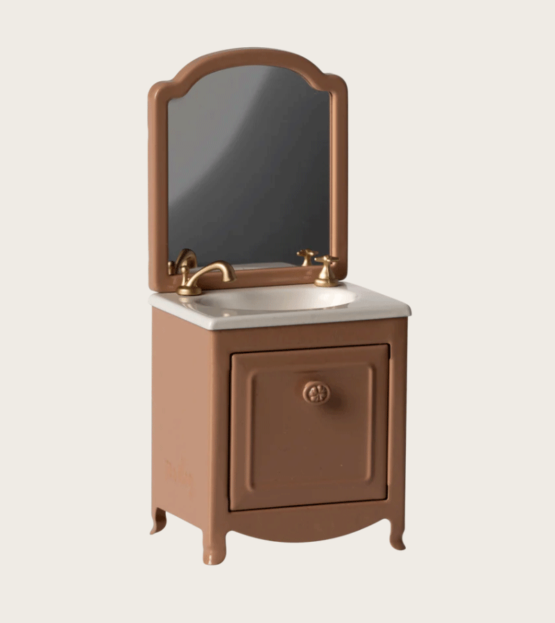 Dark Powder Mouse Dresser with Sink and Mirror for Mice by maileg”