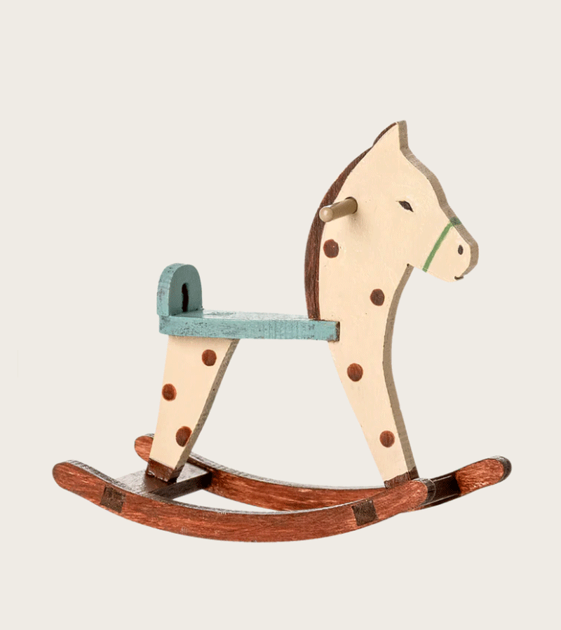 Spotted Wooden Mouse Rocking Horse by Maileg