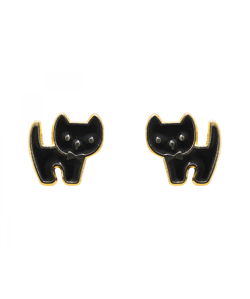 Black Enamel Cat Earrings by Acorn & Will
