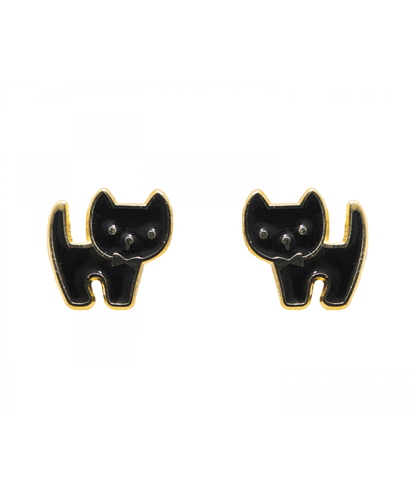 Black Enamel Cat Earrings by Acorn & Will