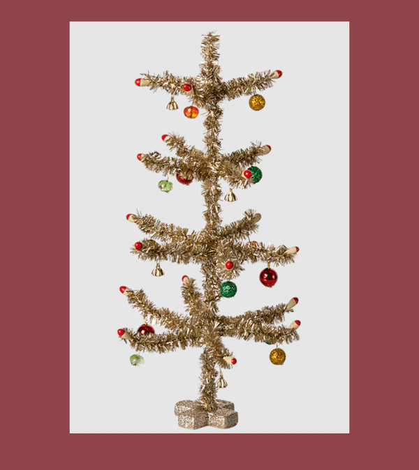 Gold Christmas Tree With Red and Green Decorations by maileg