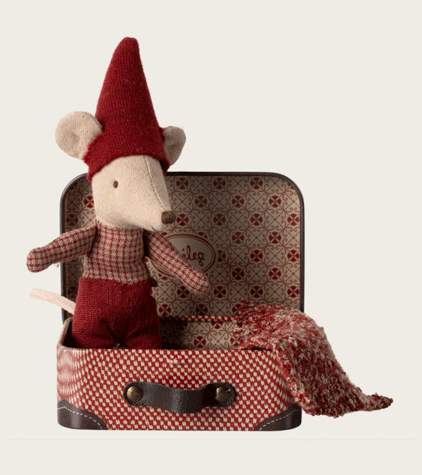 Baby Christmas Mouse in Suitcase by Maileg