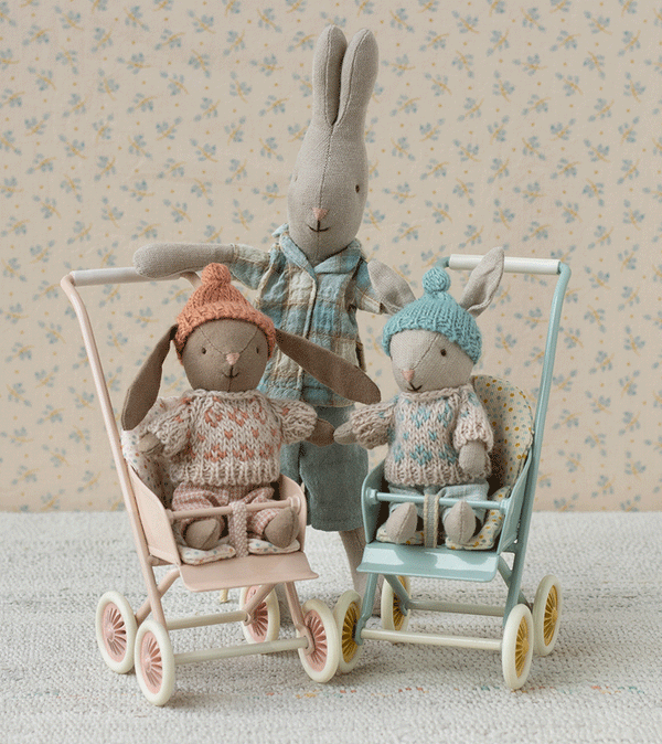 Micro Sand Winter Rabbit in Mint Knitted Outfit by maileg