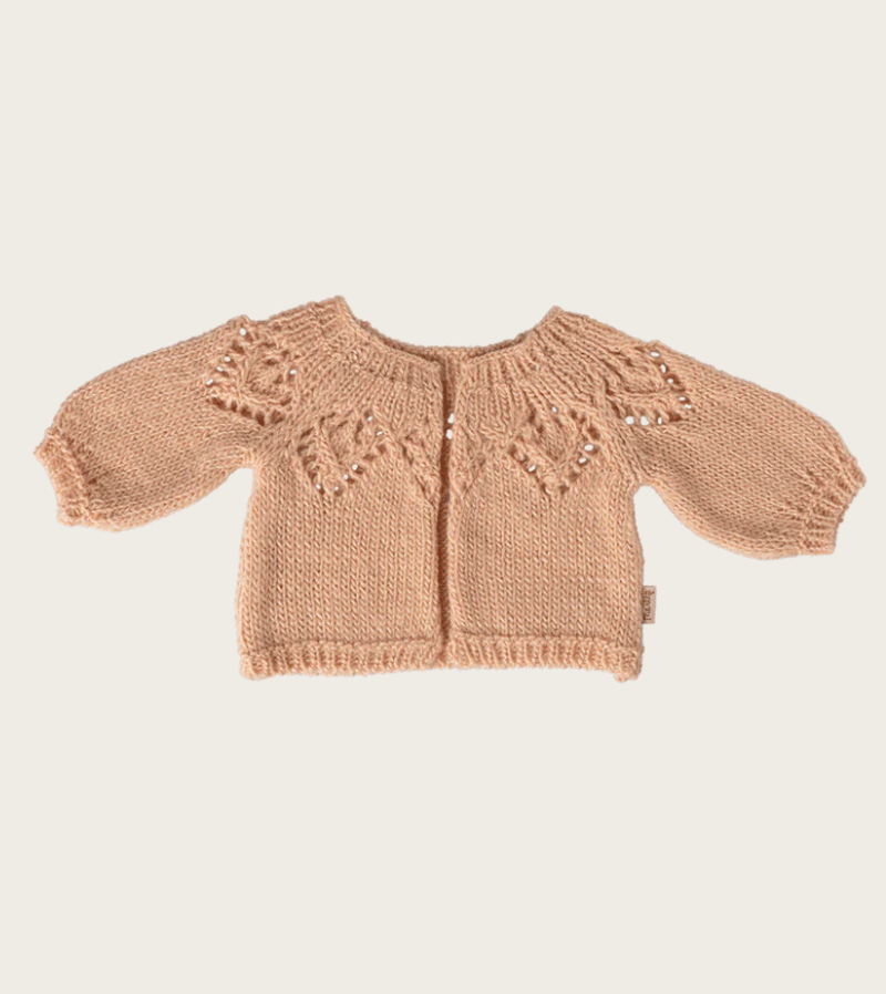 Size 3 Light Rose Knitted Cardigan for Bunny by maileg