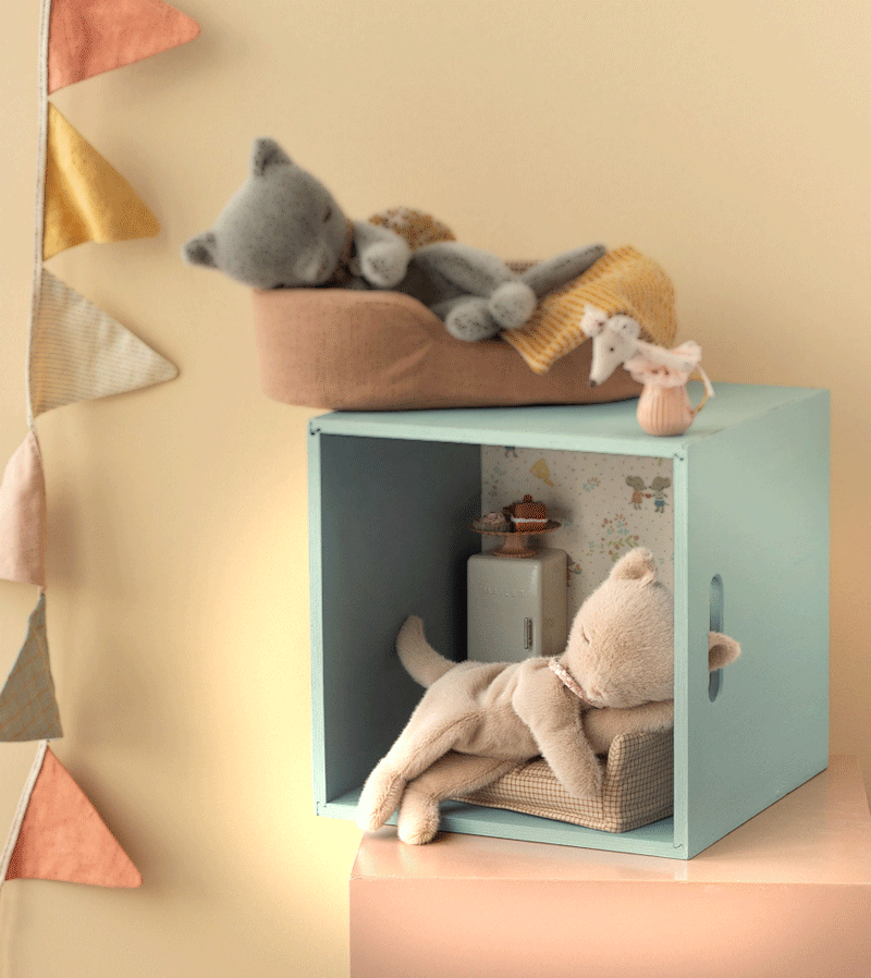 Small Cream Peach Sleeping Plush Kitten by maileg