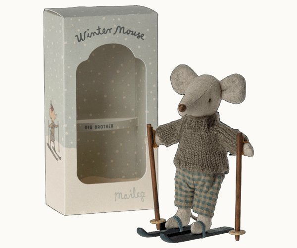 Big Brother Winter Mouse with Ski Set by maileg