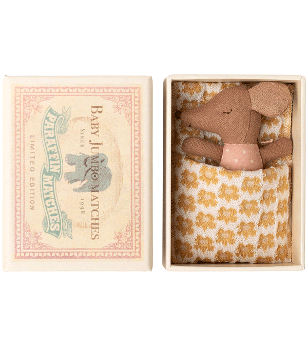 Rose Sleepy Wakey Baby Mouse in Matchbox by maileg