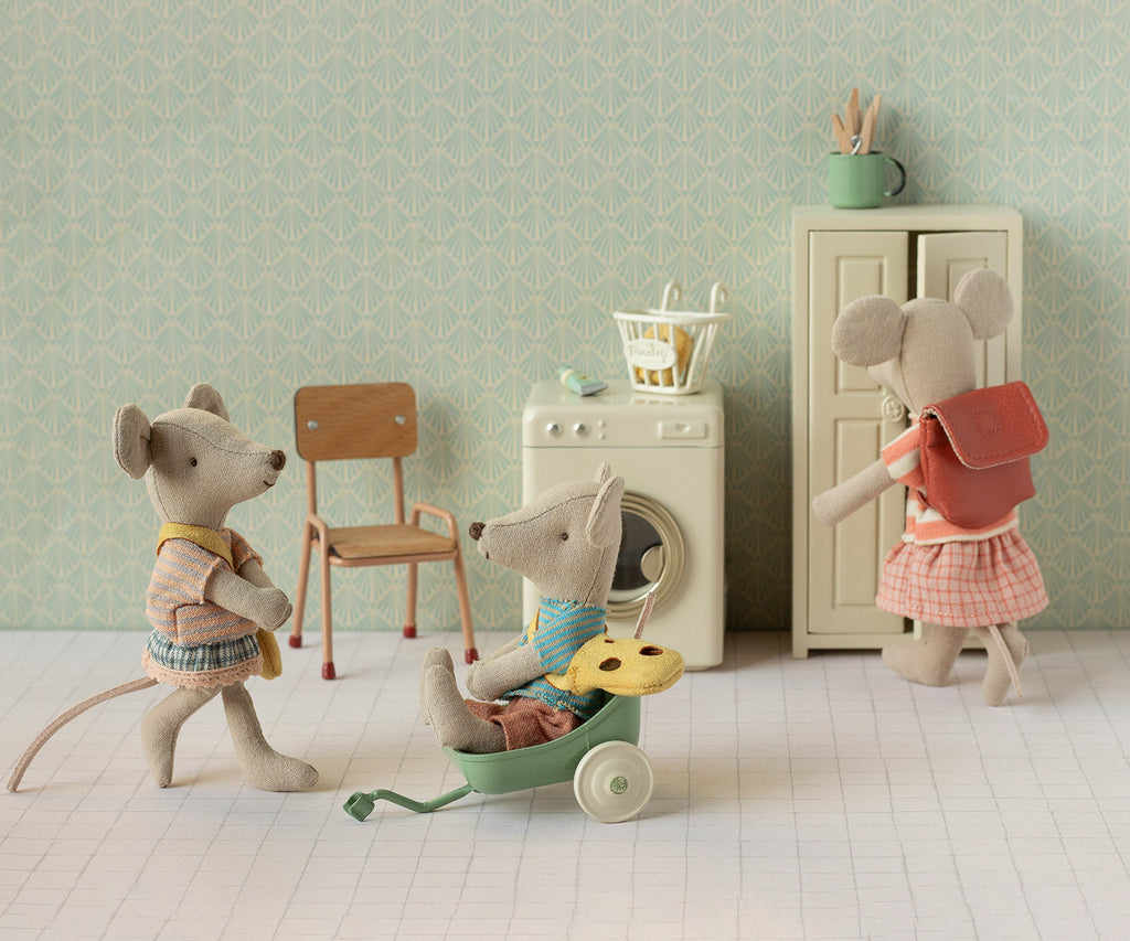2026 Big Sister Tricycle Mouse with Coral Backpack by maileg