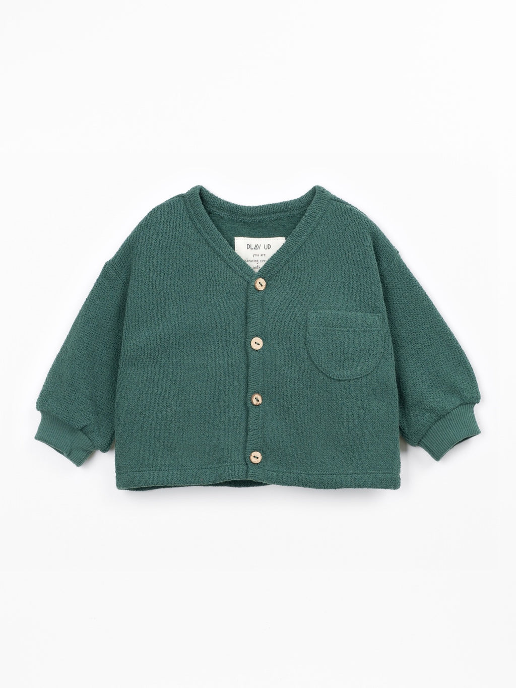 Pine Green Recycled Cotton Knit Cardigan by PLAY UP