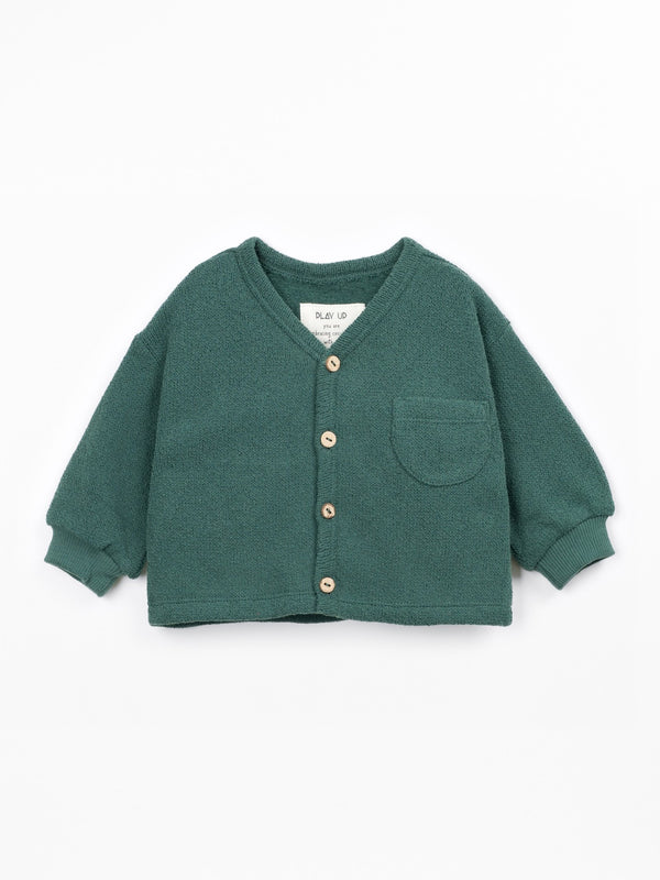Pine Green Recycled Cotton Knit Cardigan by PLAY UP