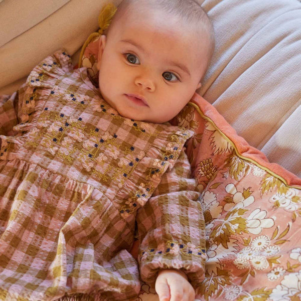 Embroidered Gingham Marvel Romper by Bonheur du Jour