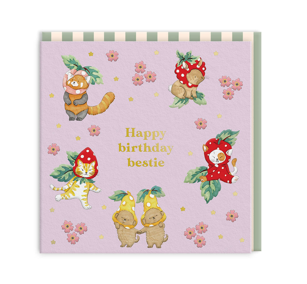 Happy Birthday Bestie Mini Square Greeting Card by Ohh Deer