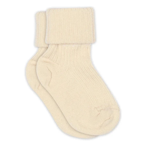 Ecru Wool Rib Socks by mp Denmark