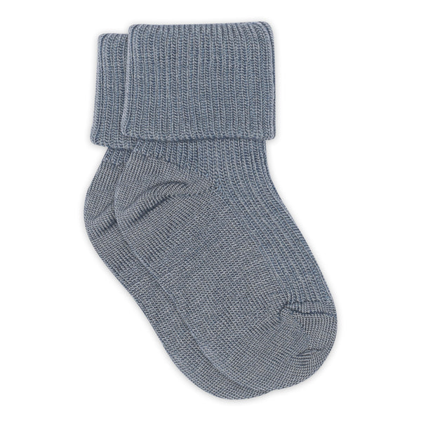 Stone Blue Wool Rib Socks by mp Denmark