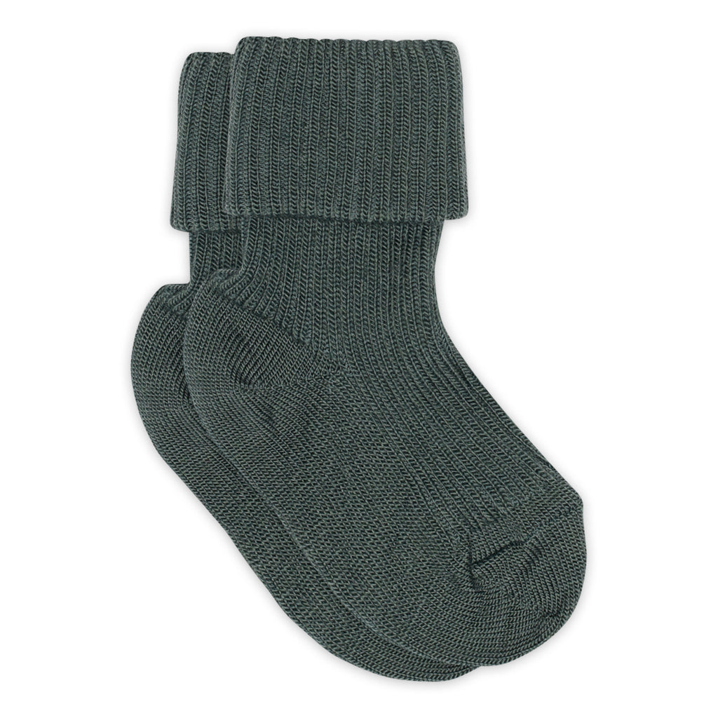 Dark Forest Green Wool Rib Socks by mp Denmark